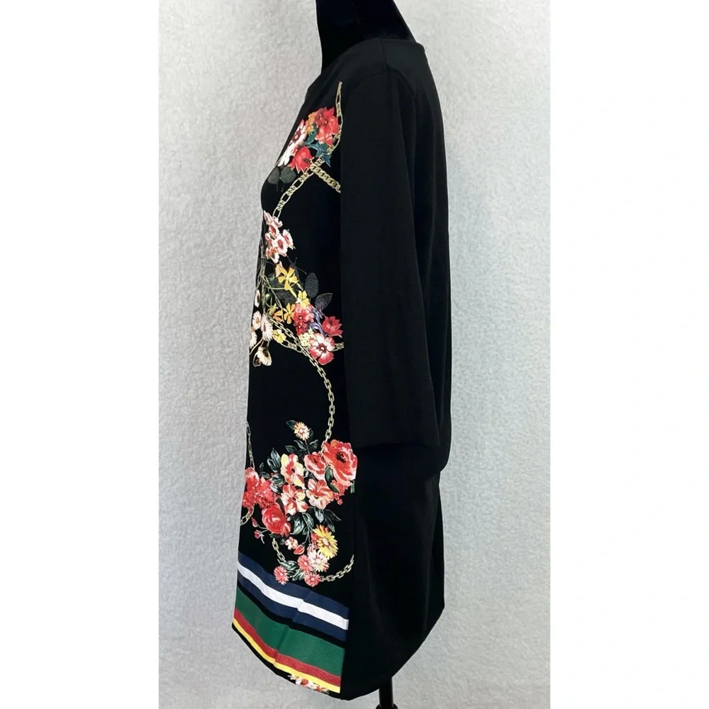 ZARA • Black/Multi Floral and Chain Print Mini Dress, S - Picture 8 of 14